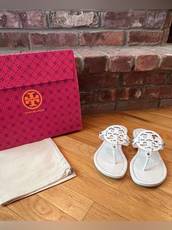 Tory Burch Shoes - Tory Burch Bright White Patent Leather Miller Sandals